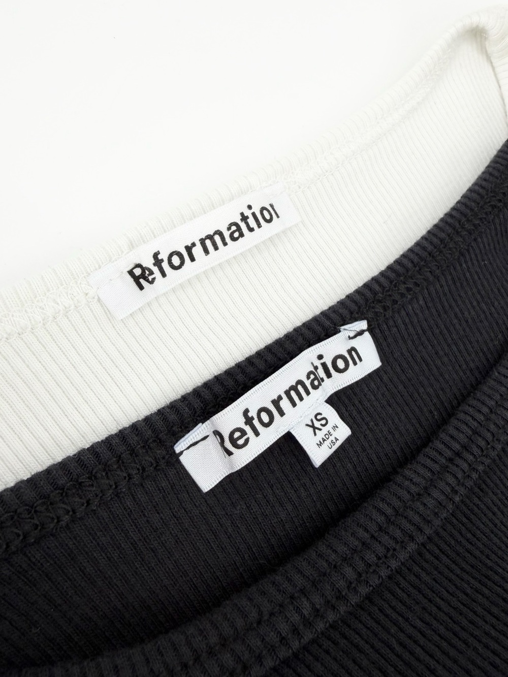 Reformation set of 2 shirts tank top and short sleeve black white - Picture 7 of 9